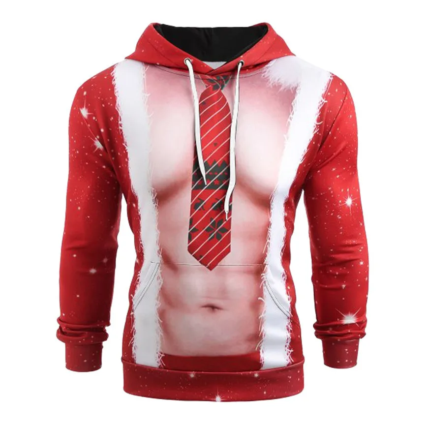 

Men's Coats Men Christmas Suit Pattern 3D Print Long Sleeve Hoodie Caps Sweatshirt Pullover Men's Jacket Hooded Sportswear