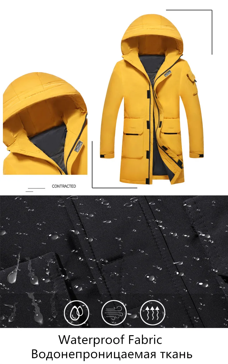 30 Degrees Windproof White Duck Down Jacket Men Winter Brand Down Coat High Quality Thick Warm Snow Parka Overcoat Hooded