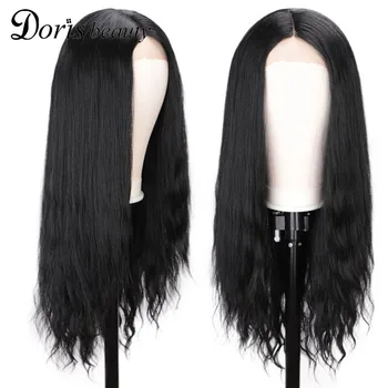 

Doris Beauty Synthetic Long Straight Lace Front Wig for White Black Women Black Wig Afro Natural Loose Hair