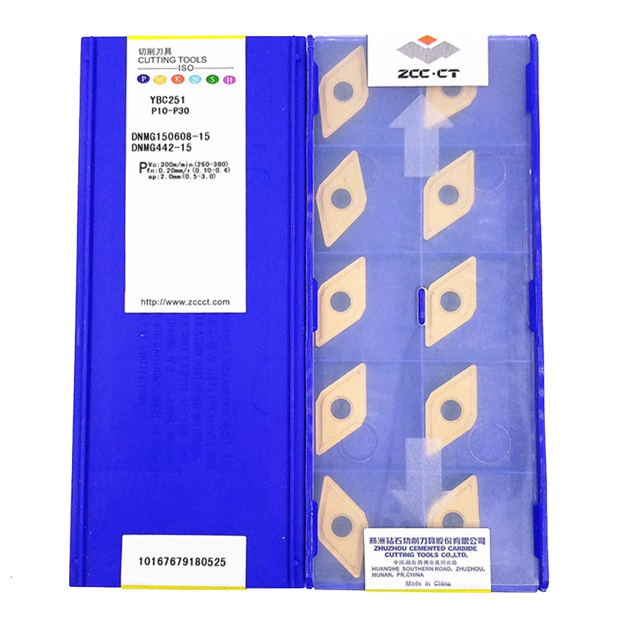 

ZCC.CT DNMG150604-15 YBC251/DNMG150608-15 YBC251/DNMG150612-15 YBC251 карбидные вставки 10 шт.