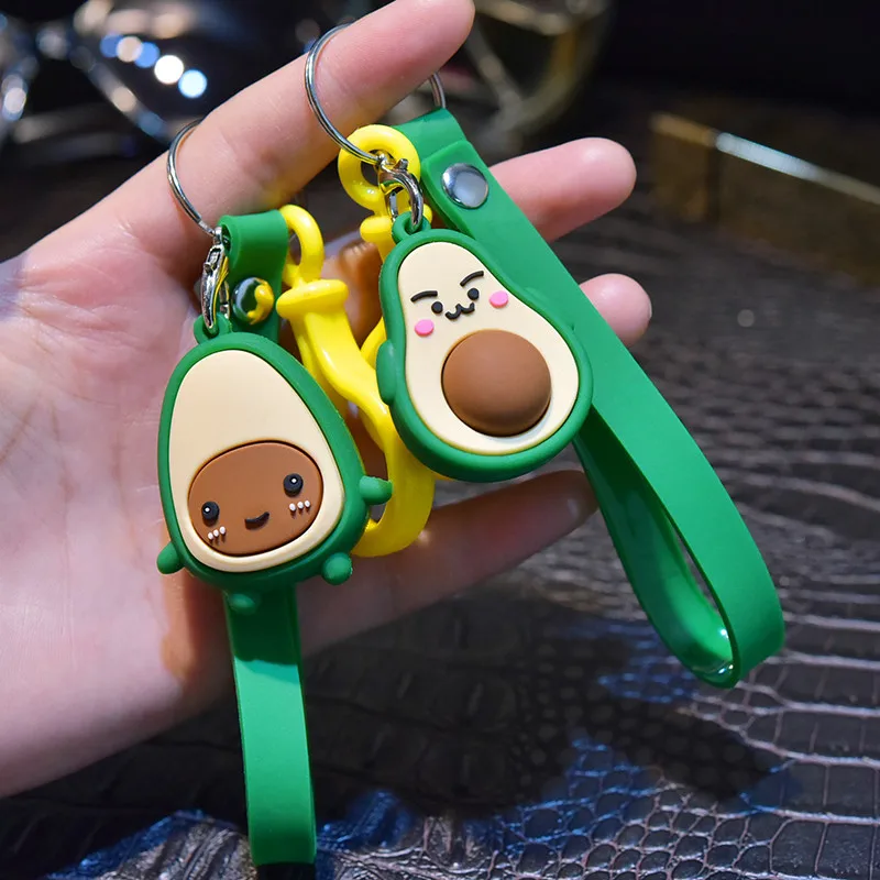 Cute Simulated Fruit Avocado Keychain 3D Soft Resin Smiling Keychains Couple Jewelry Women Fashion Christmas Small Gift | Украшения и