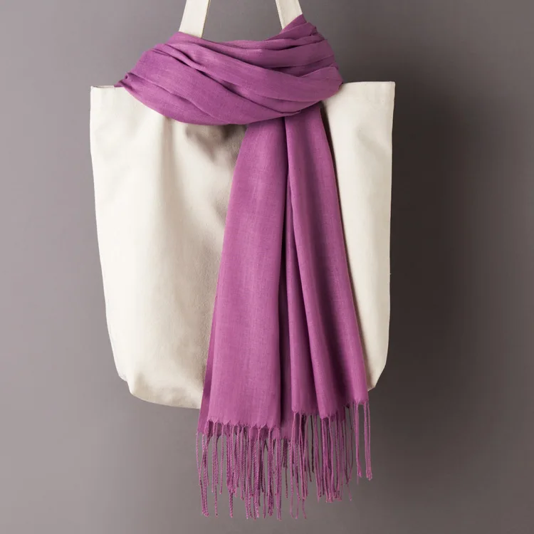 Skin purple Scarf Женские однотонные кашемировые шарфы с кисточками, осень, новые мягкие теплые шарфы для девушек и женщин, тонкий длинный шарф, Женская шаль, мужской шарф - Цвет: Skin purple Scarf