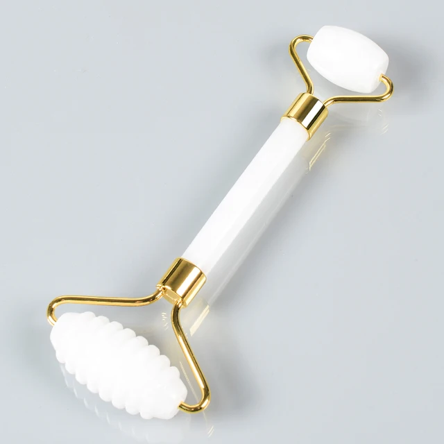 Wholesale Acupuncture Massager Sawtooth Jade Roller Face Care Massage Tool Natural Rose Quartz Stone Gua Sha Health Neck Relax 1 pcs