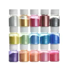 Poudre de Mica 15 couleurs, résine époxy, colorant perle, Pigment jouet, Mica, paillettes, bricolage, minéral, moule de fabrication époxy naturel P3W6