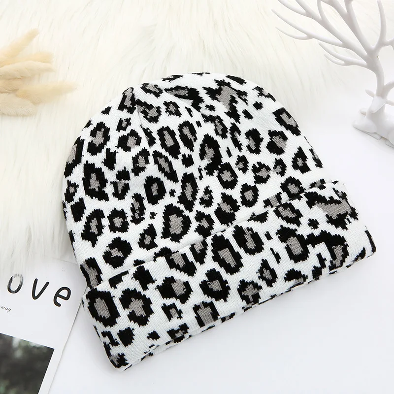 New Leopard Autumn Winter Causal Hip Hop Beanie Tide Korean Version Keep Warm Knitted Hat Adult Cap 3