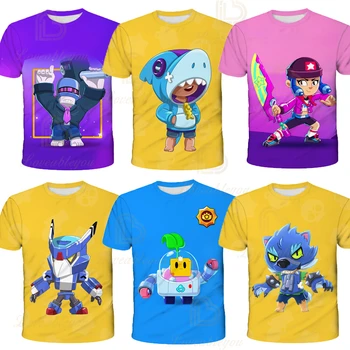 

2020 New 3D Printed Tshirt Kids Fashion Brawls Crow Hot Game Star T-shirt Boy 8-bit Spike Tees Girl Tops Browl Clothes Gift