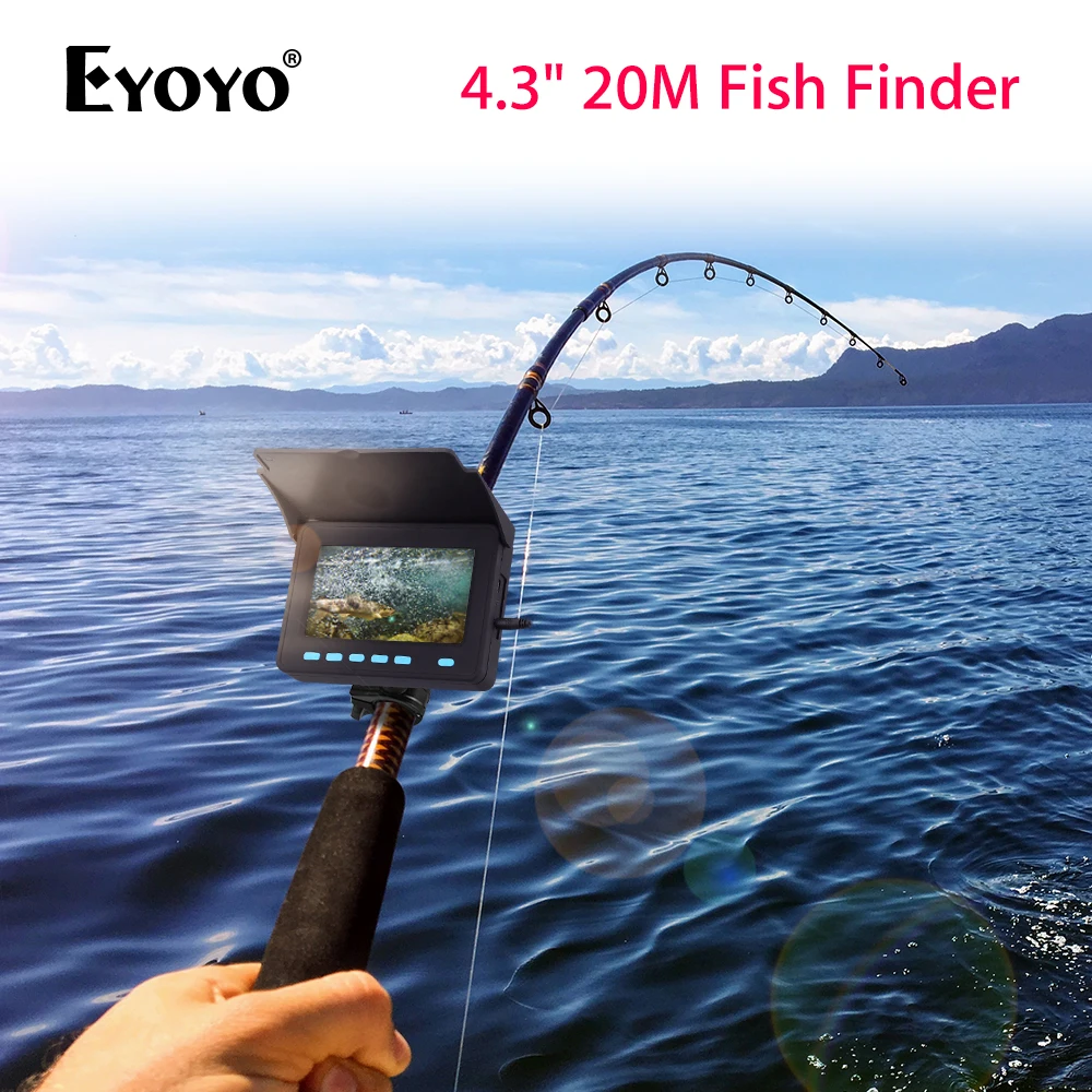 Eyoyo 4.3Inch Underwater Night Vision Video Fishing Camera 1000TVL 20M Cable 8 LED Light Visual Fish Finder Pesca Ice Fishing