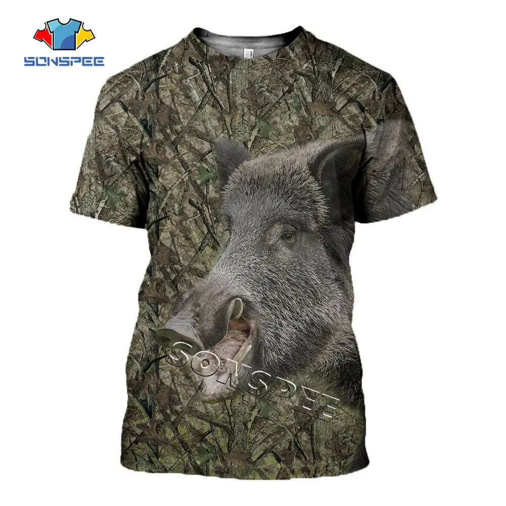 00-SONSPEE Animal Wild Boar Harajuku Hunting 3D Printed T shirt Fashion Men's T-shirt Women Tee Funny Short sleeve Hip hop Clothing (3)