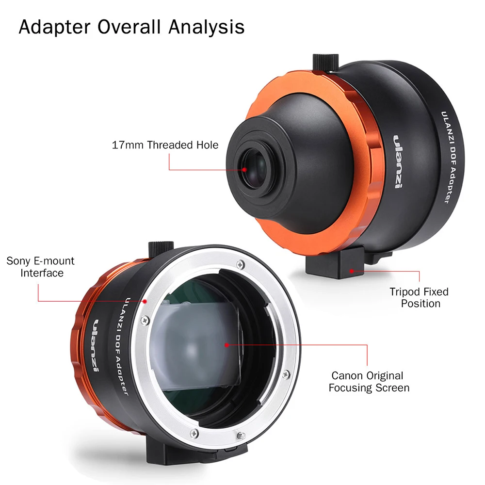  Ulanzi DOF Adapter E Mount Full Frame Camera Lens Adapter Smartphone SLR/DSLR & Cinema Lens Adapter