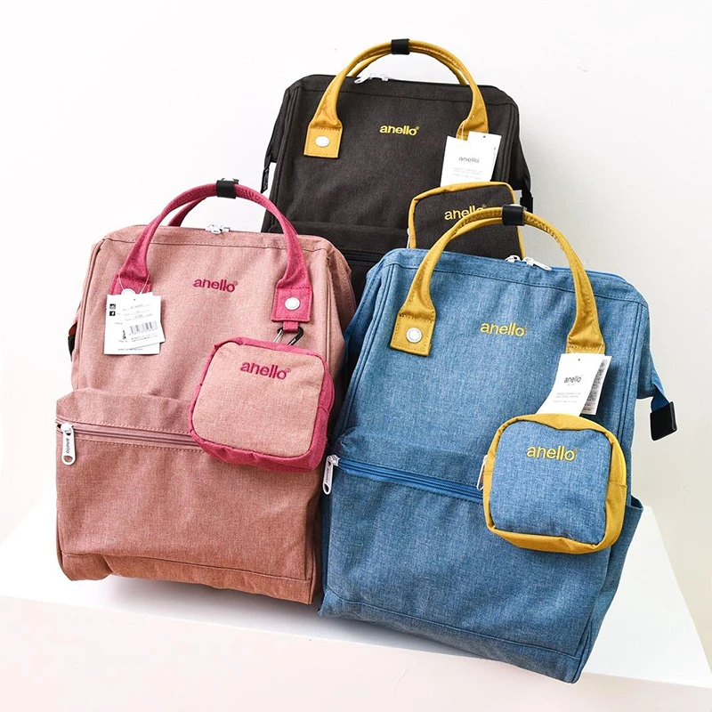 

Fashion Casual Japan Lotte Sun Hemp Polyester Spelling Color Both Shoulders Package Backpack A Bag Computer Be Away From Home