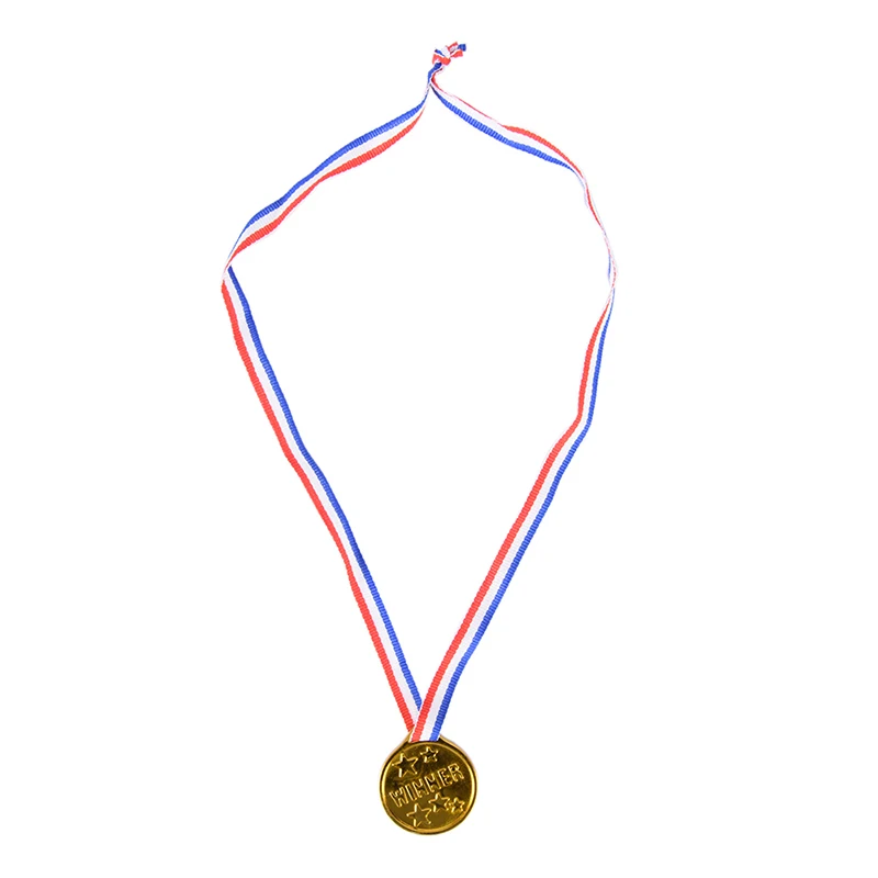 12pcs plastic gold medal children's game sports awards toy gold medal party supplies