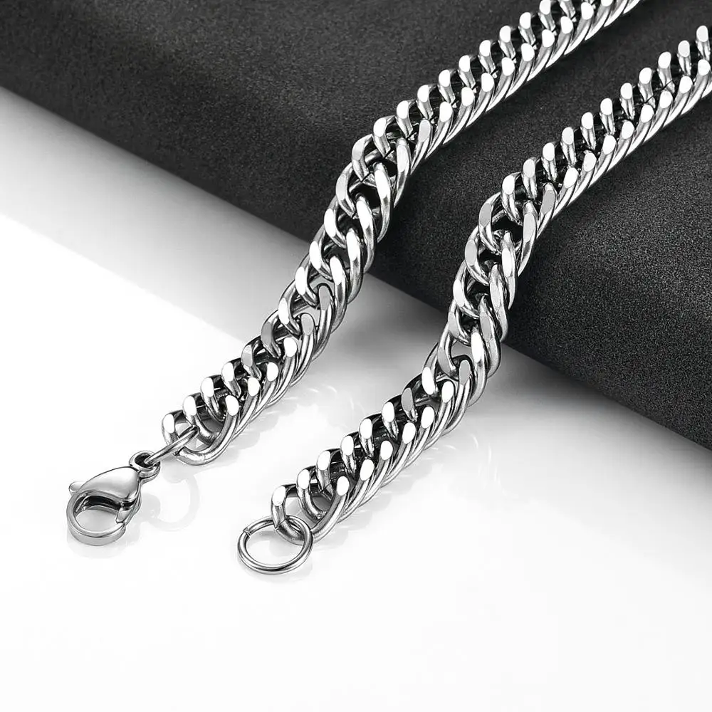 Mens Stainless Steel Necklace Gold and Silver Color Chunky Link Cuban Curb Chain for Punk Hiphop Boy Choker Metal Jewelry for cuban necklaces,silver necklace,stainless steel necklace,fashion necklace,metal necklace,choker necklace