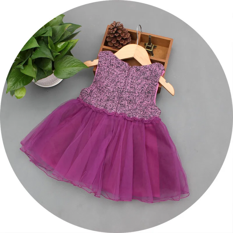 

Autumn Clothing New Style Girls Woolen Cloth Dress 0-4-Year-Old Infants Purple Puffy Princess Sundress Support
