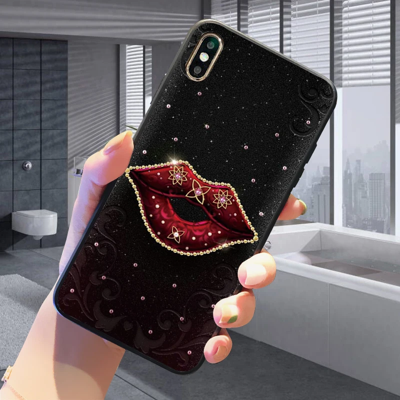 Phone Case For Huawei Honor 8c 8x 8 Lite Silicone Luxury Cover 8a 8lite 10 7x 9x Cases A X C Etui Sexy Lip | Мобильные телефоны и