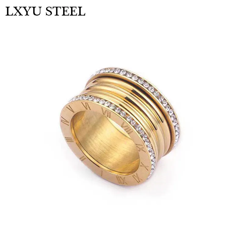 

Luxury Roman Numerals Rings Stainless Steel Bague Femme Trendy Cubic Zircon Wedding rings For Women Anillos Mujer Jewelry