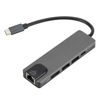 

USB Type C Hub Adapter Dock with 4K HDMI PD RJ45 Ethernet Lan Charge Type C Laptop Docking Station