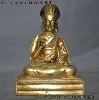 

wedding decoration 7" Tibetan Buddhism bronze gilt Je Tsongkhapa master Guru Lama Buddha statue