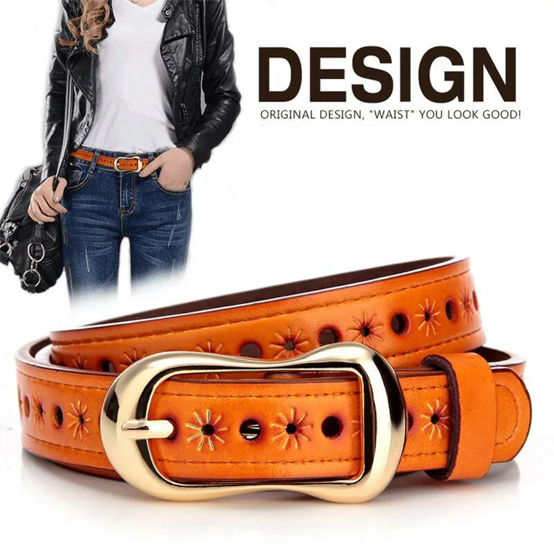 Female Leather Belt Fashion Wild Hollow Women's Belts High Quality Jeans Decorative Accessories Waistband Pasek Damski
