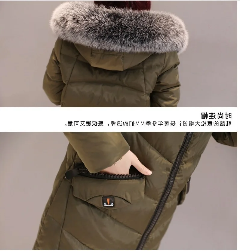 

2018 Winter New Style Korean-style-Style Long Large Fur Collar Cotton-padded Clothes South Korea WOMEN'S Dress Loose Thick Cotto