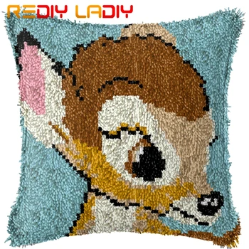 

Latch Hook Kits Make Your Own Cushion Little Deer Pre-Printed Canvas Crochet Pillow Case Latch Hook Cushion Cover Hobby & Crafts