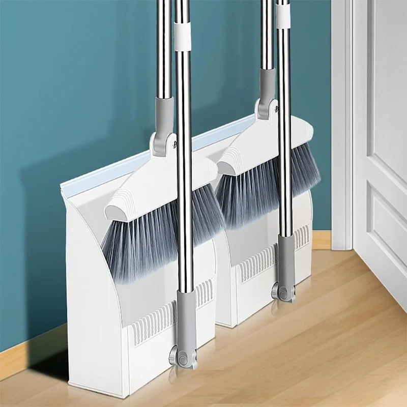 Foldable Standing Broom and Broom Dustpan Set Combination with