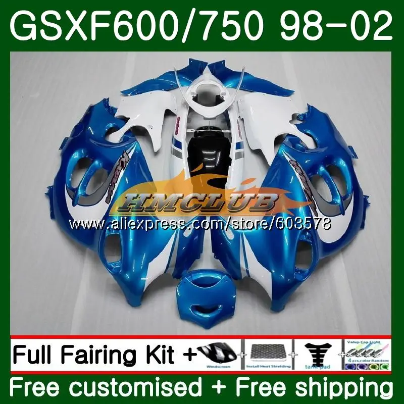 Корпус для Suzuki Katana GSXF 600 750 GSXF600 98 99 00 01 02 2CL. 58 GSX600F GSXF750 1998 1999 2000 2001 2002 Топ Голубой обтекатель