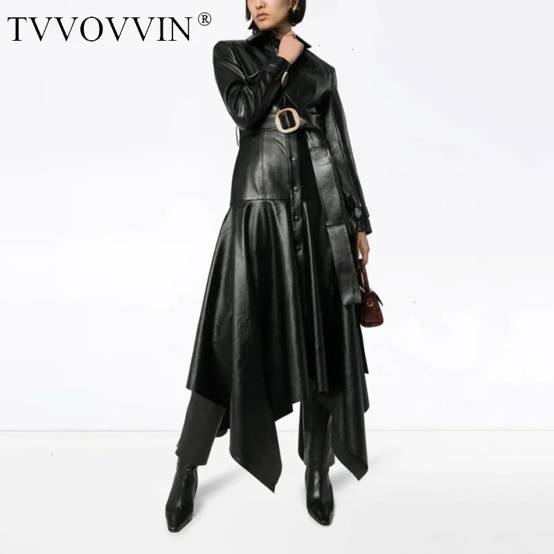 TVVOVVIN, осенняя одежда, искусственная кожа, выше колена, ветровка, для женщин, Hong Kong Flavor, длинное, для саморазвития, Свободное пальто ZX055