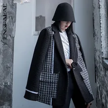 SHENGPALAE осень зима свободный большой размер длинный рукав Лоскутная куртка корейская мода отложной воротник Женский блейзер 5D095