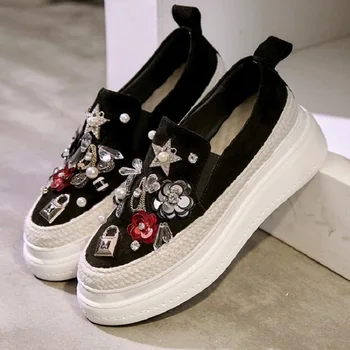 

New women soft shoes sapatos femininas scarpe donna flat black shoes women platform shoes