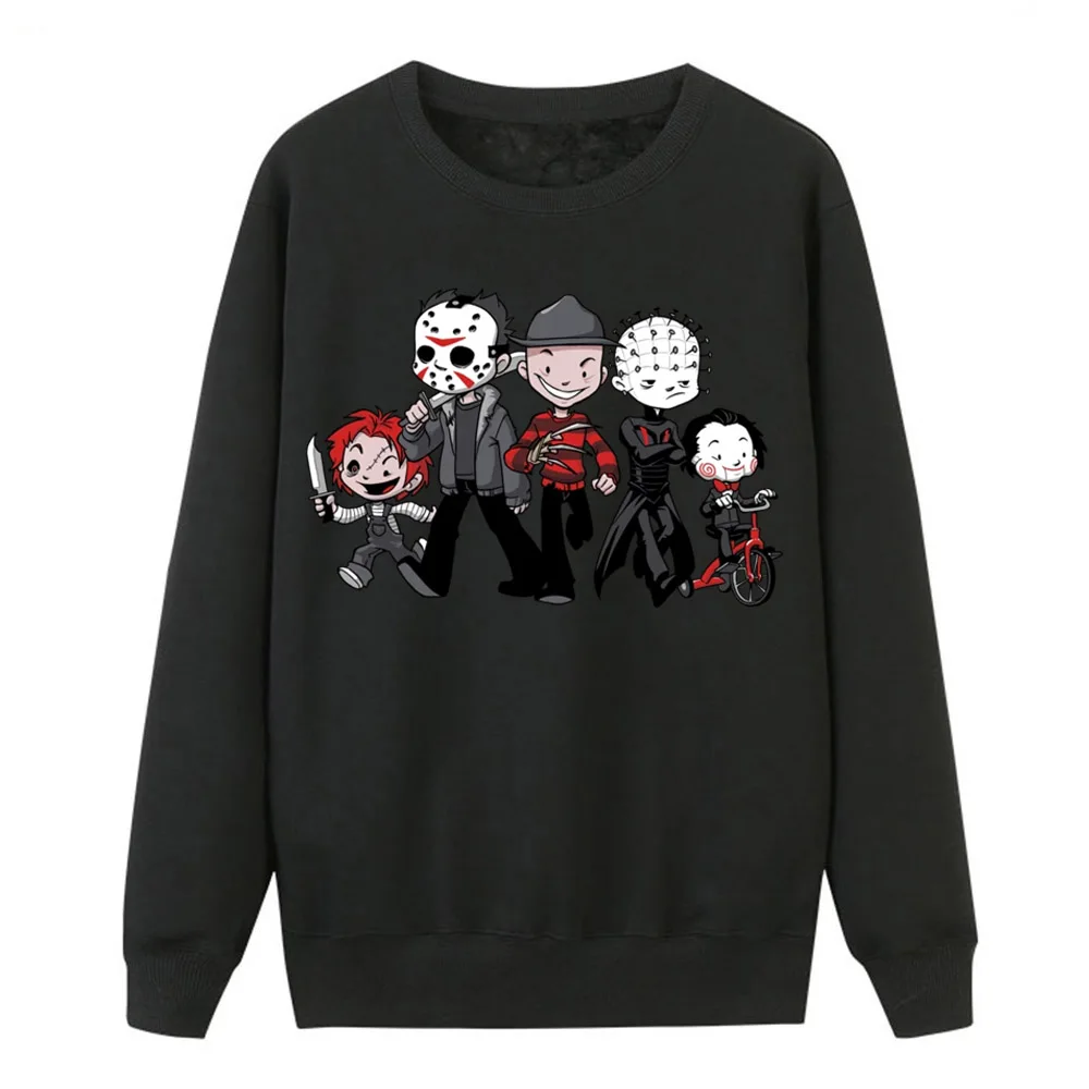 

Horror Movie Sweatshirts Women New Spring Hoodies Pullover Funny Cartoon Print Sweatshirt Hot Sell Jason Clown Saw Halloween Top