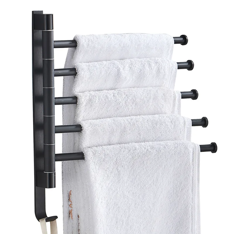 Tanio Łazienka aluminiowy wieszak na ręczniki zębatka czarny