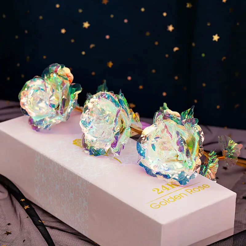 

2020 HOT 24K Gold Foil Rose Flower LED Luminous Galaxy Artificial Rose Everlasting Flower Mother's Day Valentine's Day Gift