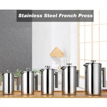 

Stainless Steel French Press Coffee Maker Double Wall Coffee Press with 2 Level Filtration