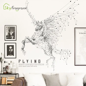 

Creative self-adhesive wall sticker living room background wall decor ins geometric unicorn stickers home decor room decoration