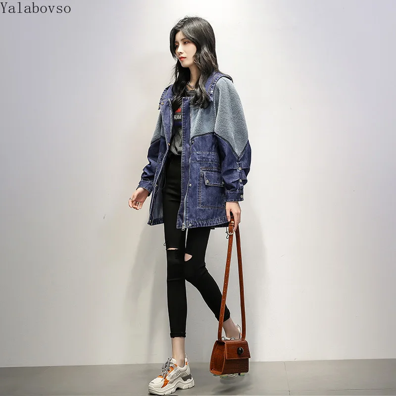 Джинсовая женская куртка, осень, новая Корейская версия, свободная тонкая ветровка с капюшоном, женское джинсовое пальто для женщин A118Z40