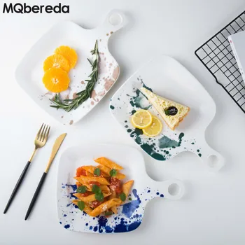 

New Year Creative Ceramic Plate Hand-painted Ink Set Irregular Plate Steak Plate Tableware Pasta Flat Plate Home Cooking Dish