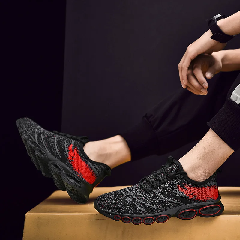 

2019 New Style Summer Mesh Sports Footwear Breathable Fly Woven MEN'S SHOES Mesh Elevator Versatile Skate Shoes