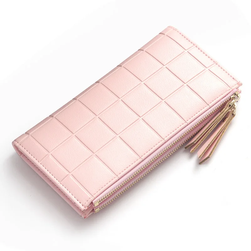 Кошелек для девочек, телефон с двойной молнией, кошелек для монет, держатели, сумка для денег, Дамский кошелек, женские тонкие кошельки, женские carteras - Цвет: Pink