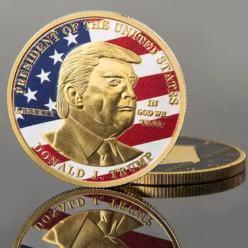 

1PCS President Donald Trump Challenge Coin Inaugural Golden / Silver Plated Commemorative Coin Collectible Gift Trump Coin