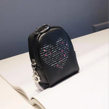 

Fashion Women Girl Print Zip PU Leather Coin Pouch Mini Key Chain Bag Pendant