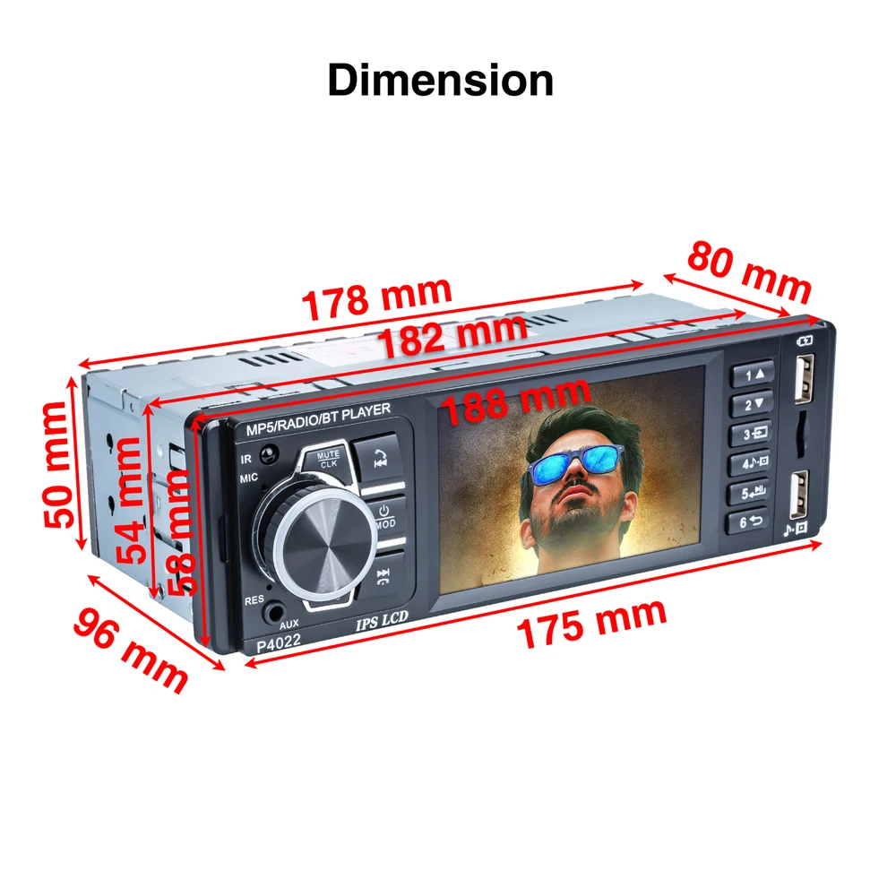 ESSGOO Car Radio 1 Din MP5 Player 3.8 Inch IPS Screen Autoradio Stereo FM Bluetooth Mirror Link Microphone Rear View Camera