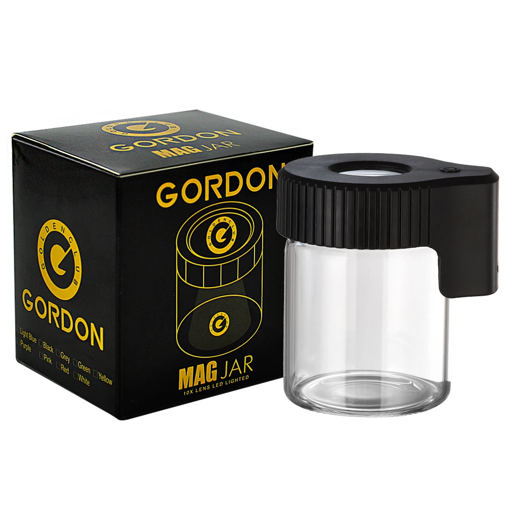 

GORDON Light-Up LED Transparent Glass Air Tight Storage Jars Magnifying Viewing Jar (Black)