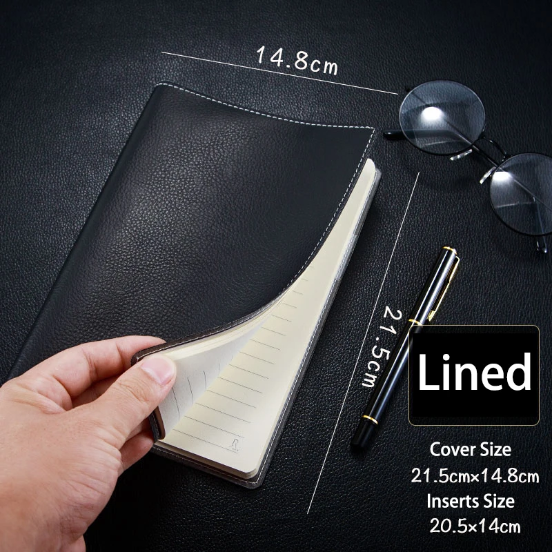 Couro Minimalista Notebook com Pen Loop em Branco Personalizado Dot Grid Journal Planejador sem Data Softcover Clássico a5 Preto pu - Imagem 5