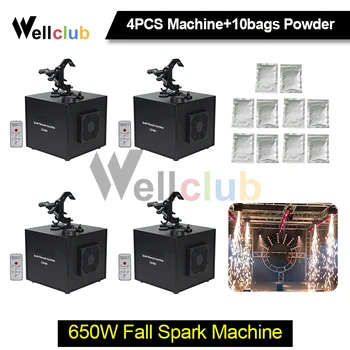 

4pcs With 10 Bags Powder 650w Water Fall Spark Firework Machine Dmx And Remote Control For Wedding Events Stage