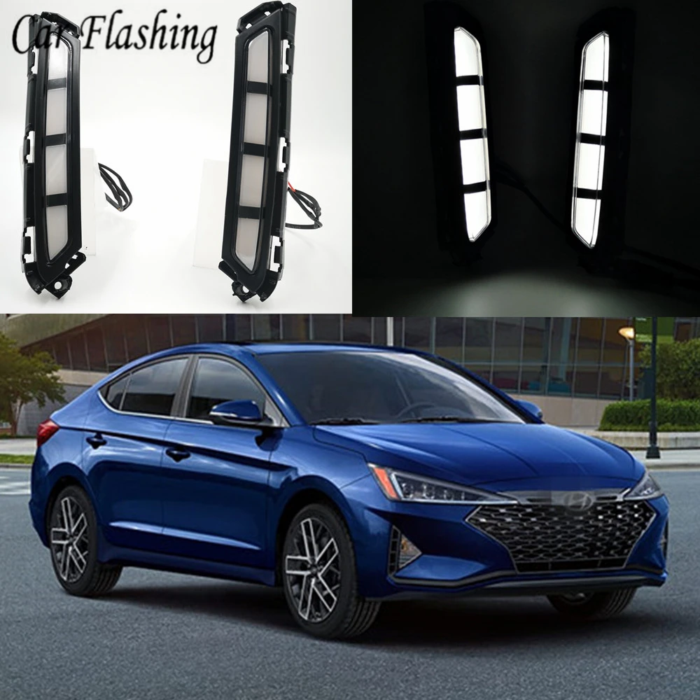 

LED fog lamp for Hyundai Elantra 2019 2020 DRL Daytime Running Lights with Yellow Turn signal light drl