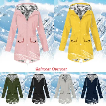 

2020 S-5XL Autumn Women Winter Rain Jacket Outdoor Plus Waterproof Hooded Slim Coat Jacket Casual Warm Sportwear Outwear