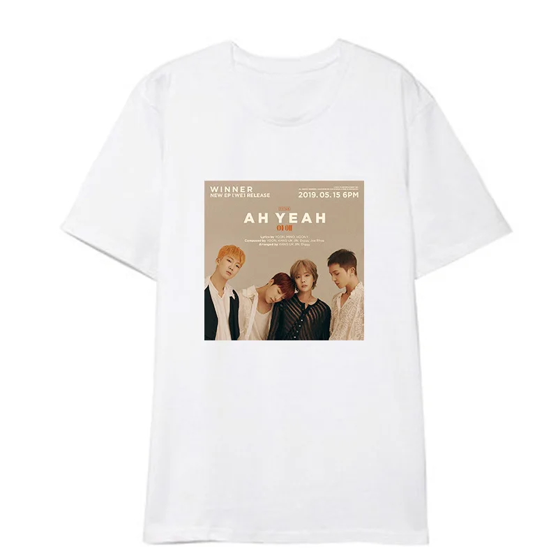 White Kpop WINNER AHYEAH альбом рубашки хип хоп Повседневная Свободная одежда футболка Топы с короткими рукавами футболка DX967 - Цвет: White