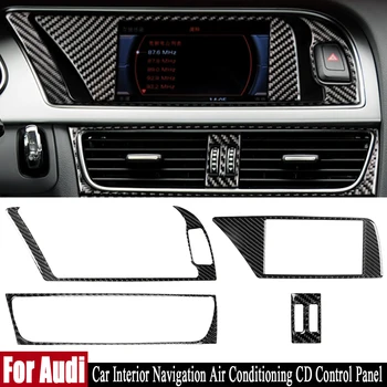 

Real Carbon Fiber Car Styling Stickers Car Interior Navigation Air Conditioning CD Control Panel LHD RHD For Audi A4 A5 B8 Q5