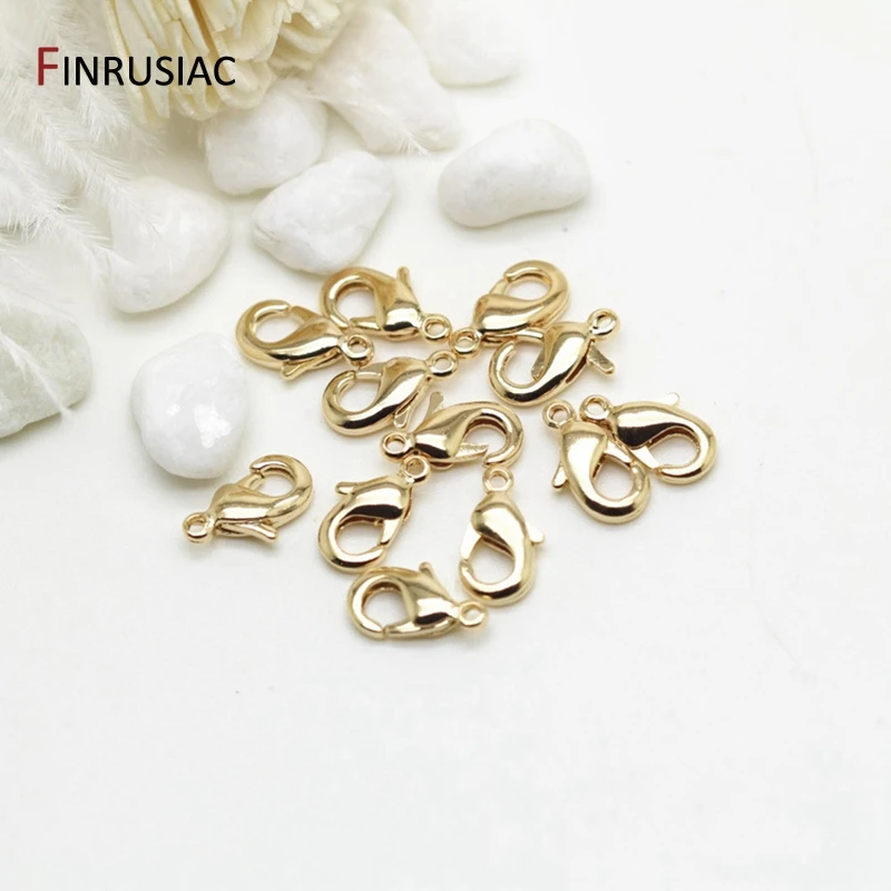 14k real gold plated 10mm 12mm Lobster clasps for jewelry making handmade DIY bracelets necklace clasp fittings