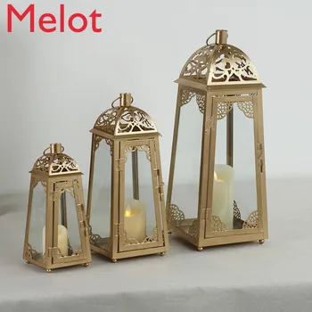 

Windproof Luxury Outdoor Candle Holders Glass Minimalist Nordic Gold Candle Holder Modern Kaarsenhouder Home Decor